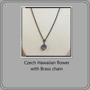 NEW Czech Glass Pansy brass necklace and earrings